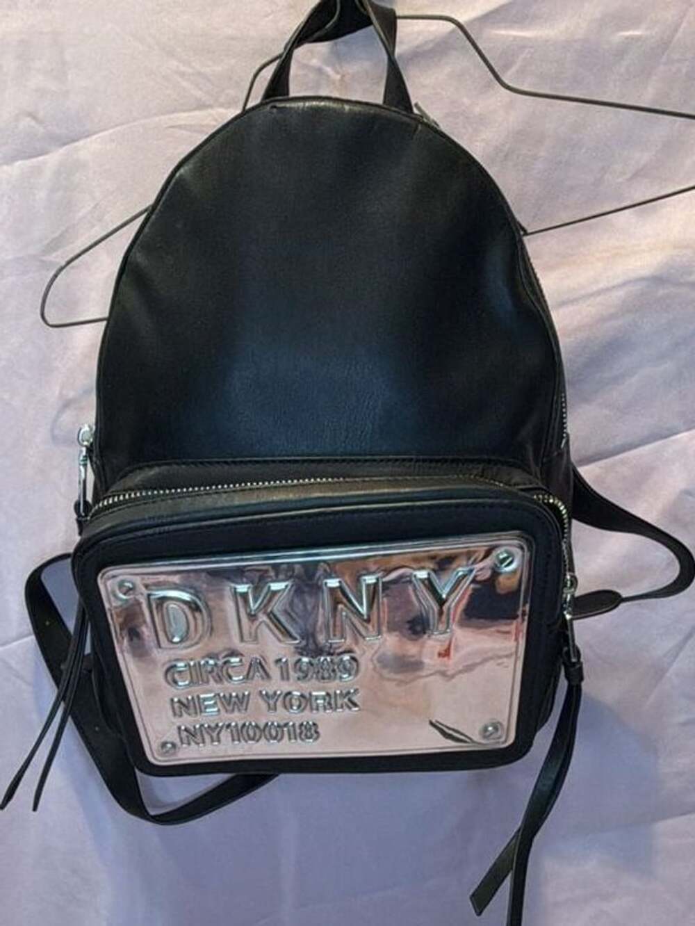 DKNY 10018 Backpack Size 1SZ Black Silver Logo